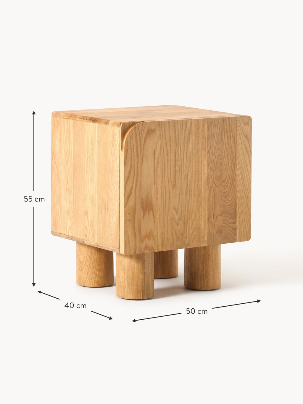 Greystoke Oak Wood Bedside Table