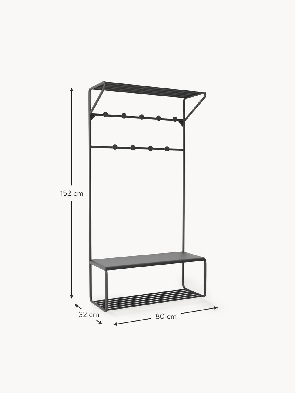 Greystoke Wall-Mounted Metal Coat Rack