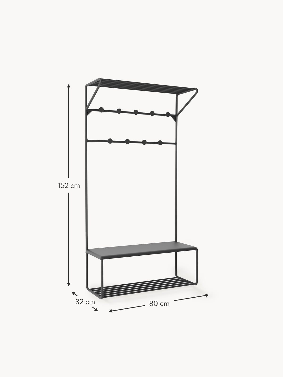 Greystoke Wall-Mounted Metal Coat Rack