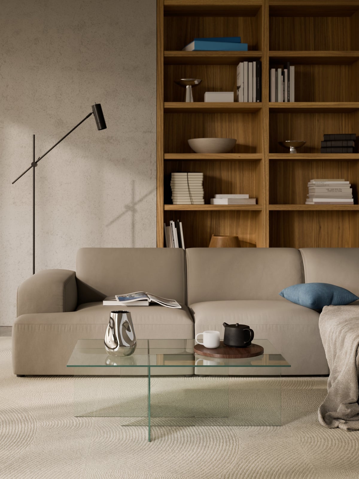 Halden Glass Coffee Table, W 102 cm