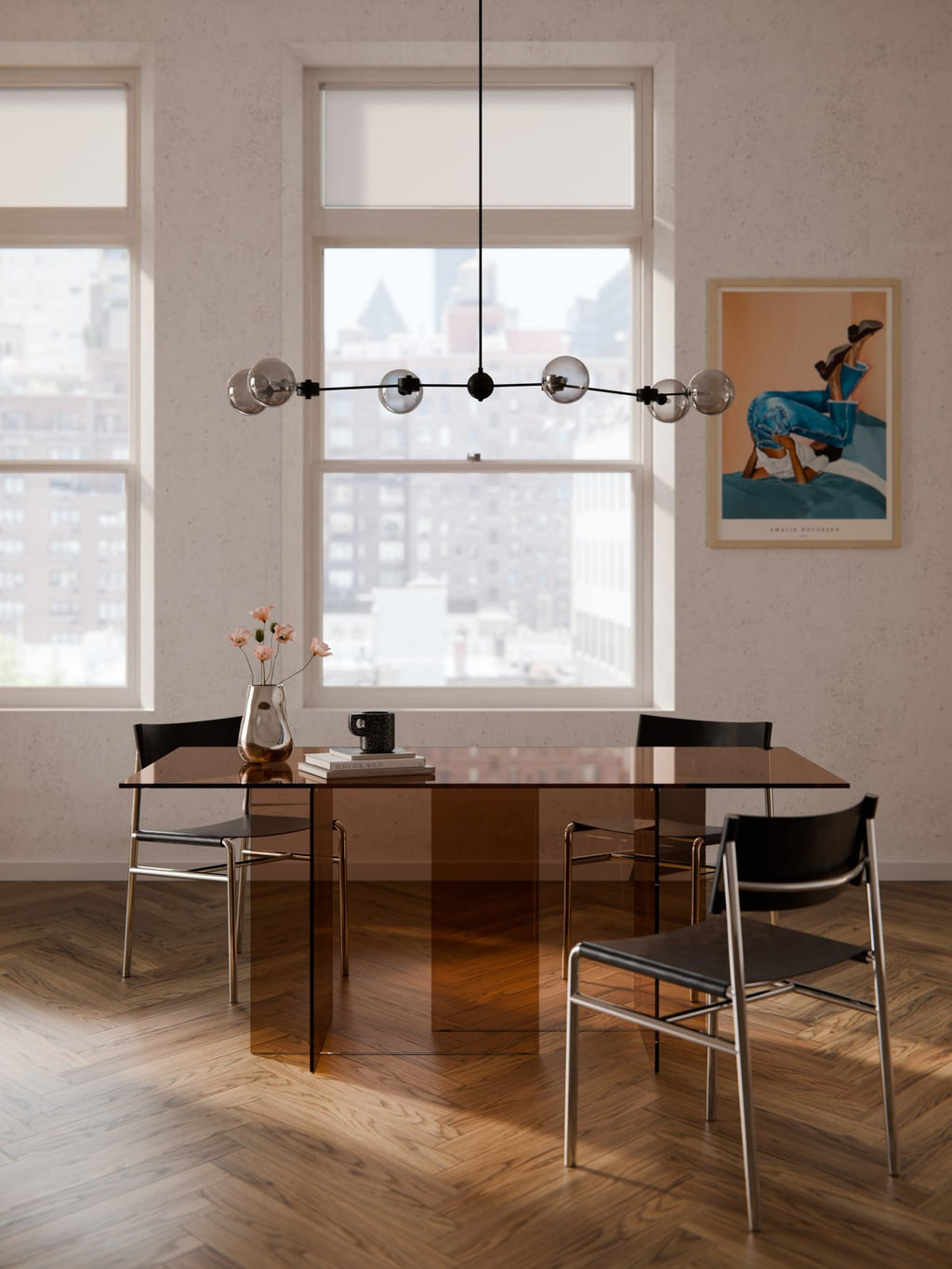 Halden Glass Dining Table, 180 X 90 cm