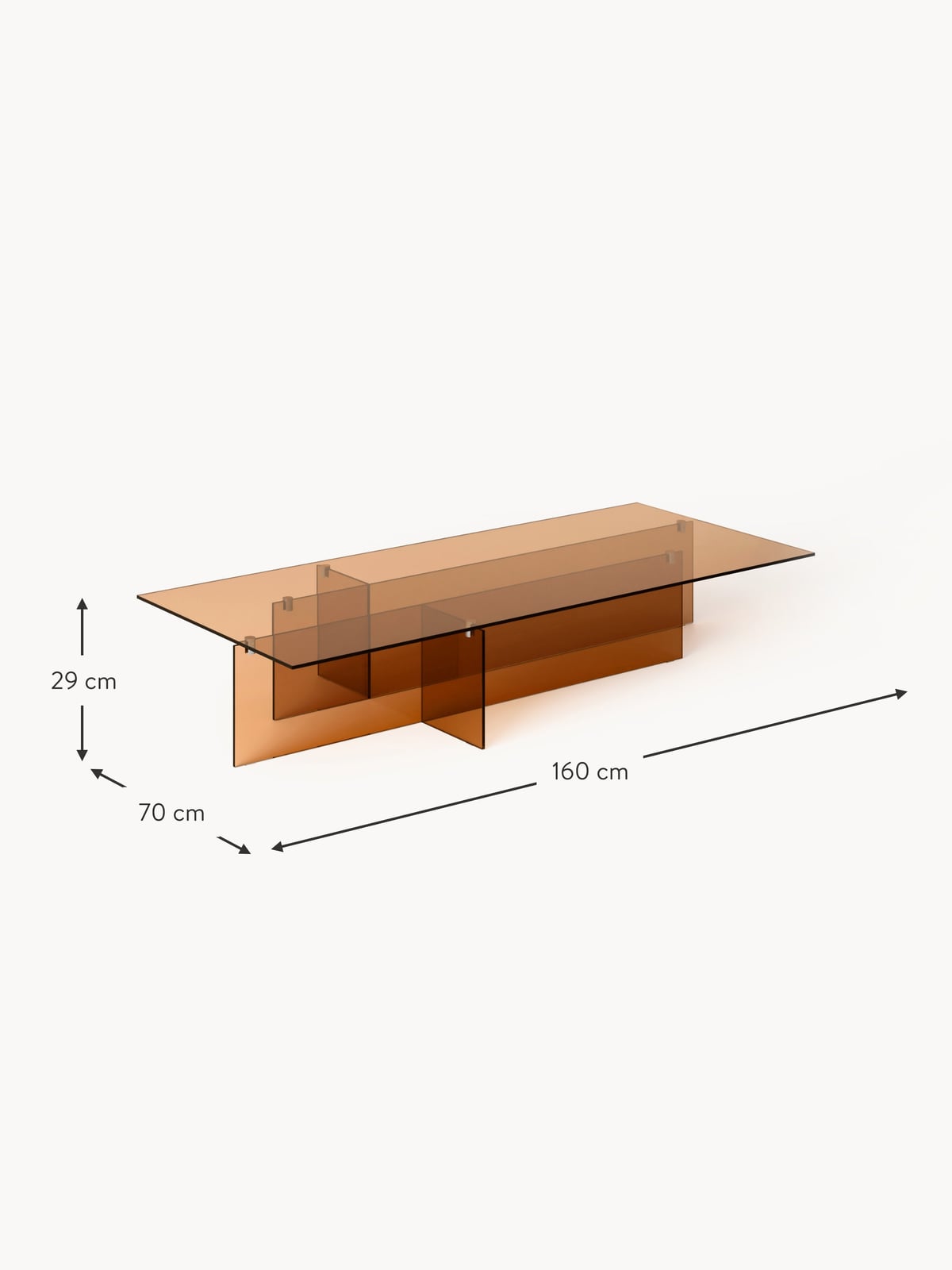 Halden Large Glass Coffee Table, W 160 cm