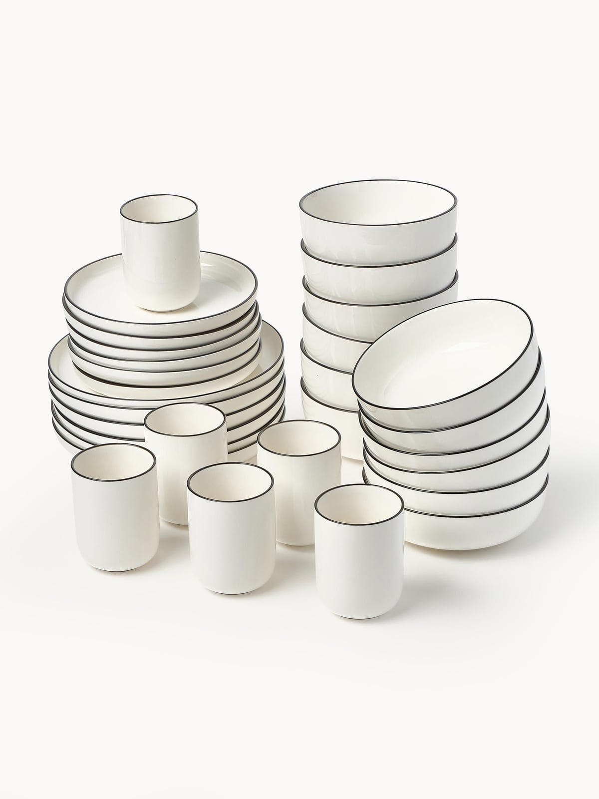 Halden Porcelain Tableware Set, 6 People, Set of 30