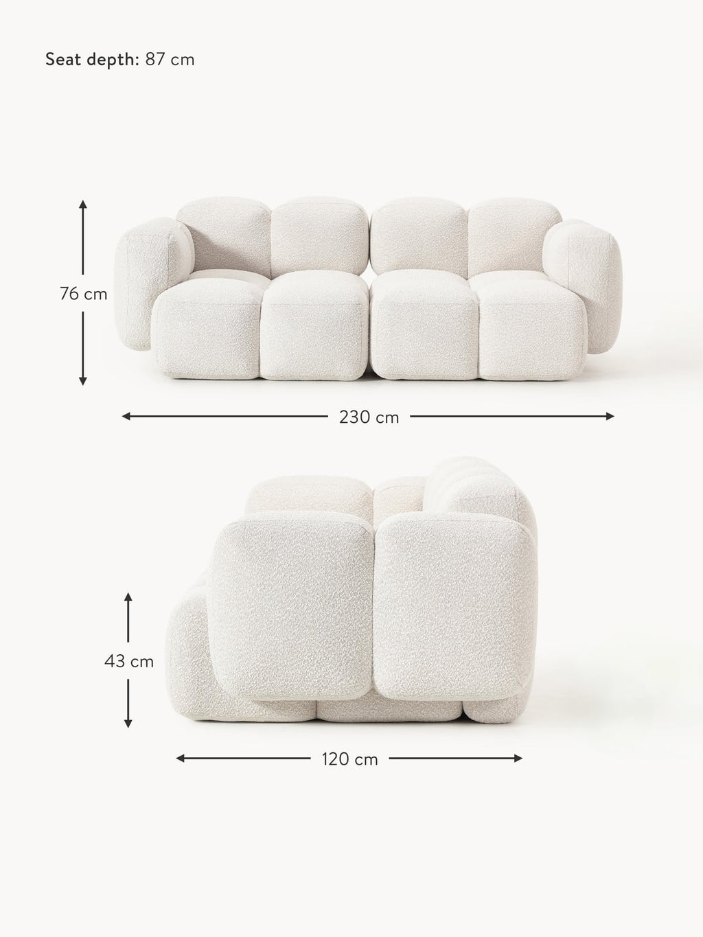 Hawkridge Bouclé Modular Sofa (2-seater)