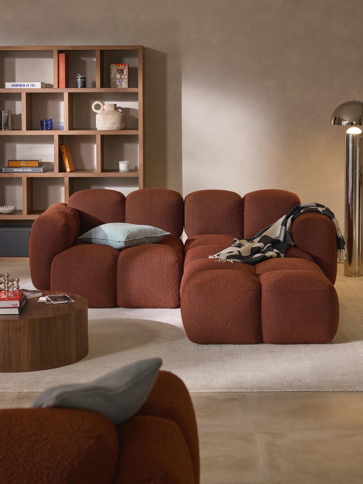 Hawkridge Bouclé Modular Sofa (3-seater) with Ottoman (left/right)