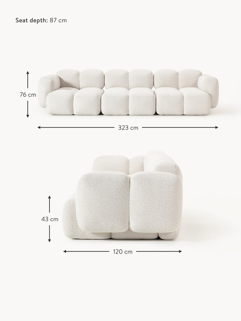 Hawkridge Bouclé Modular Sofa (4-seater)