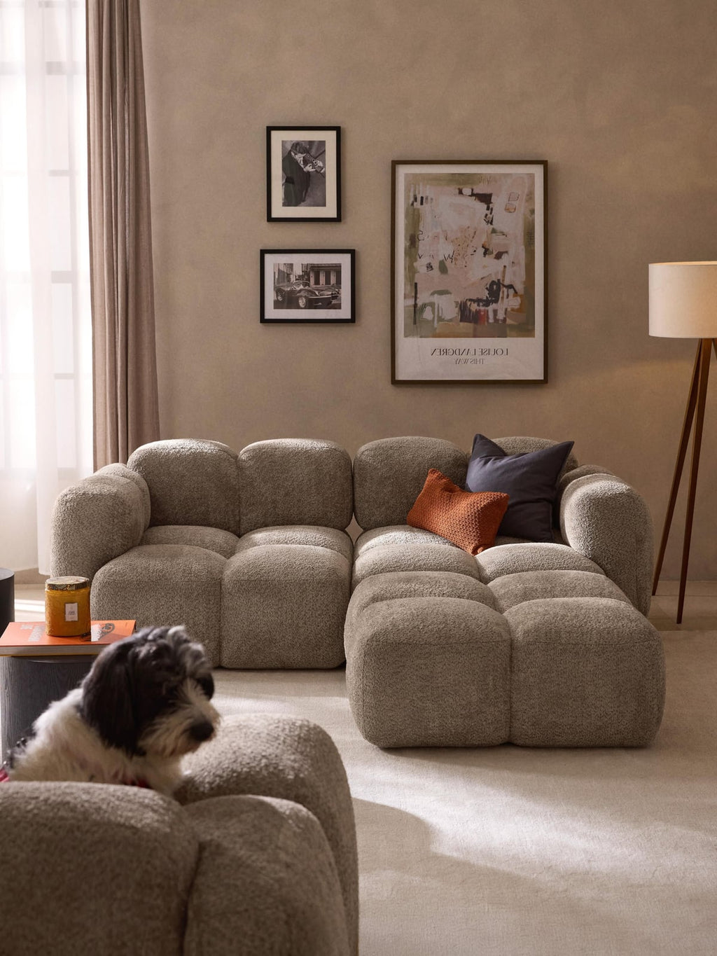 Hawkridge Modular Teddy-Bouclé Sofa (3-seater) with Ottoman (left/right)