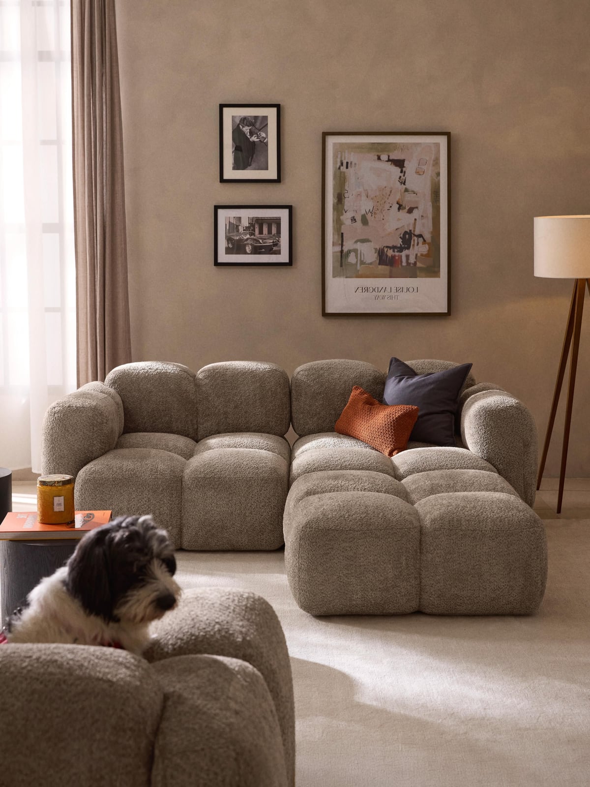 Hawkridge Modular Teddy-Bouclé Sofa (3-seater) with Ottoman (left/right)