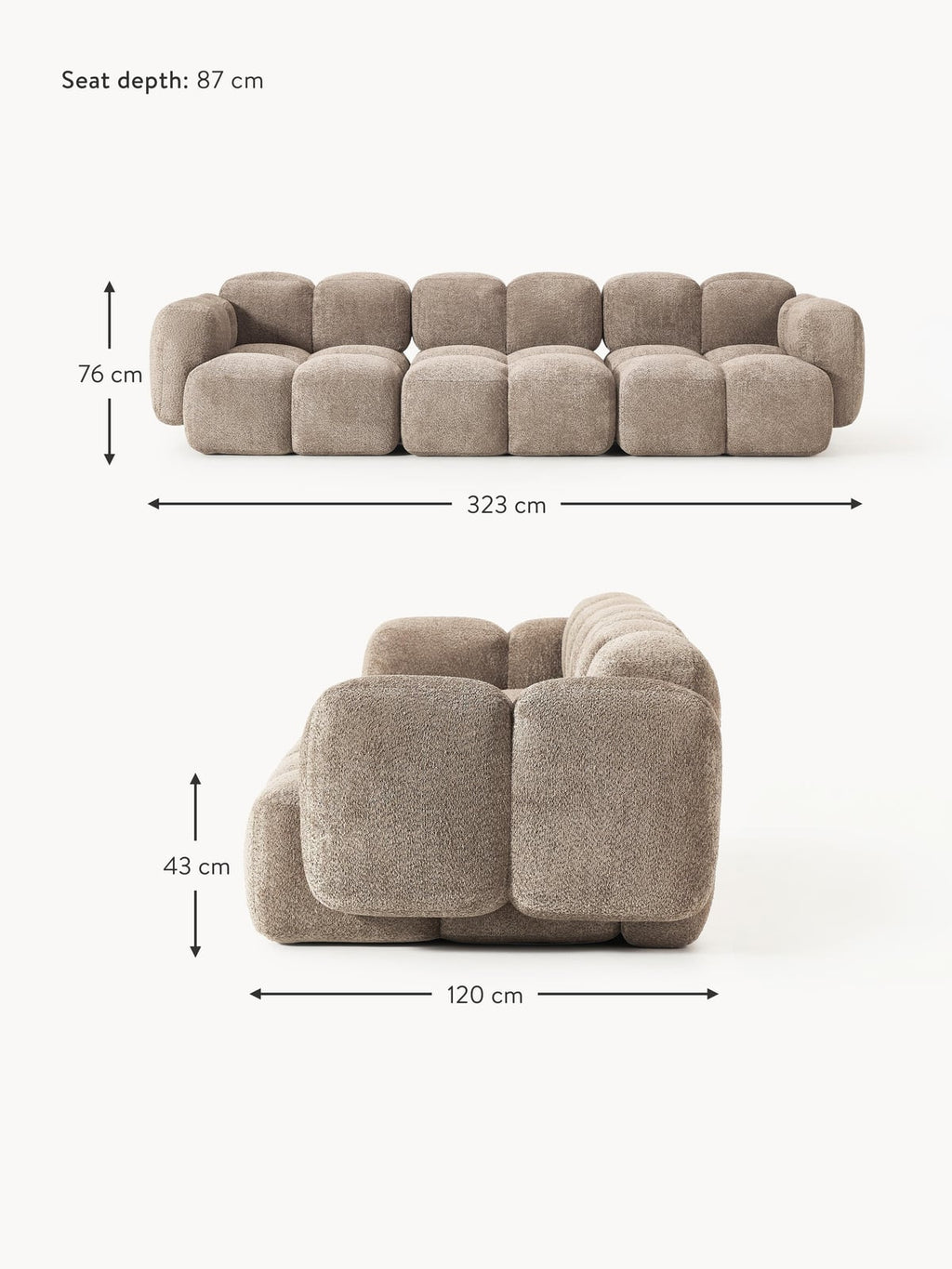 Hawkridge Modular Teddy-Bouclé Sofa (4-seater)