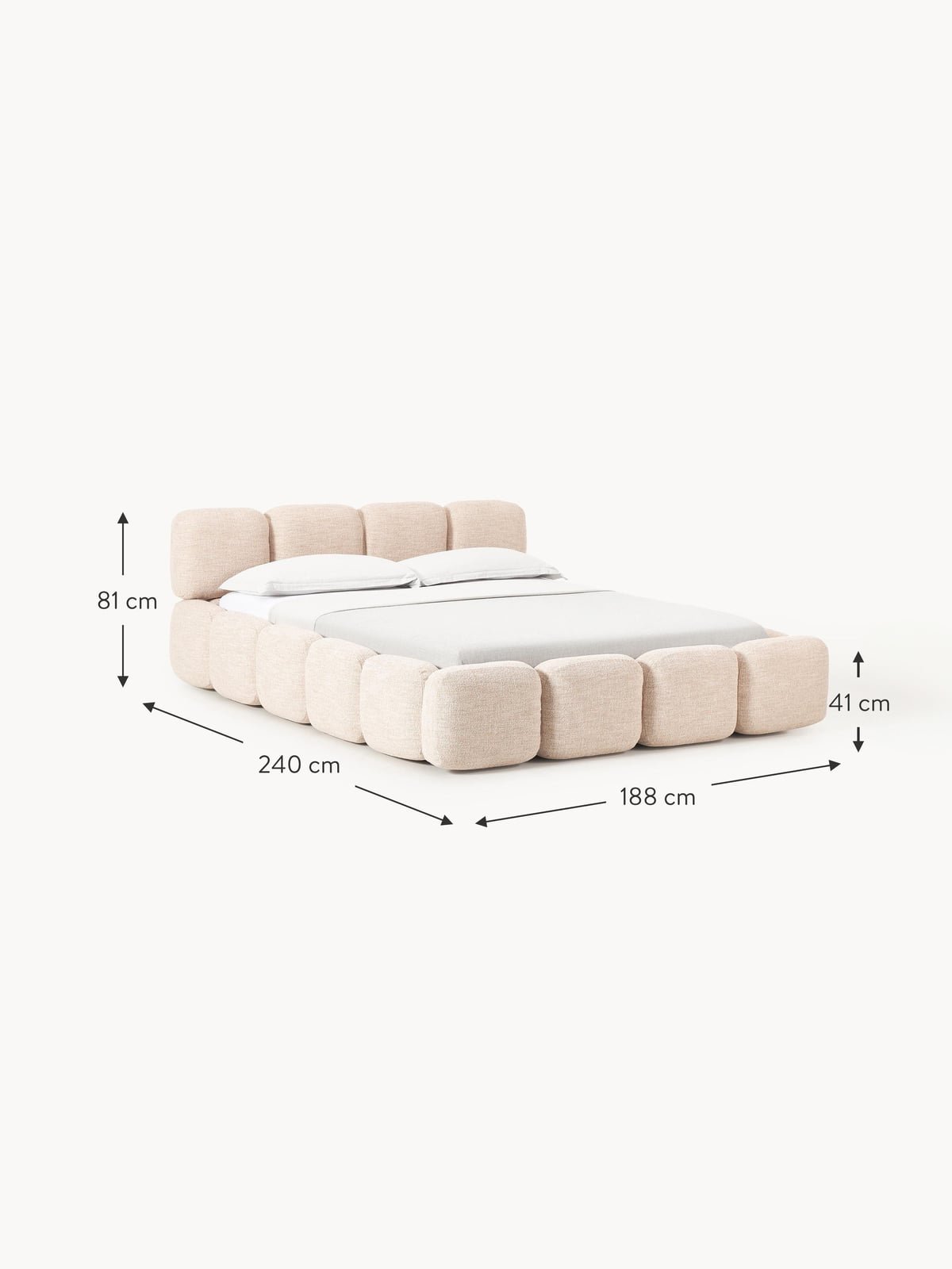 Hawkridge Upholstered Bouclé Bed with Storage Space