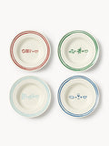 Hensall Porcelain Pasta Plates with Decorative Motif, Set of 4