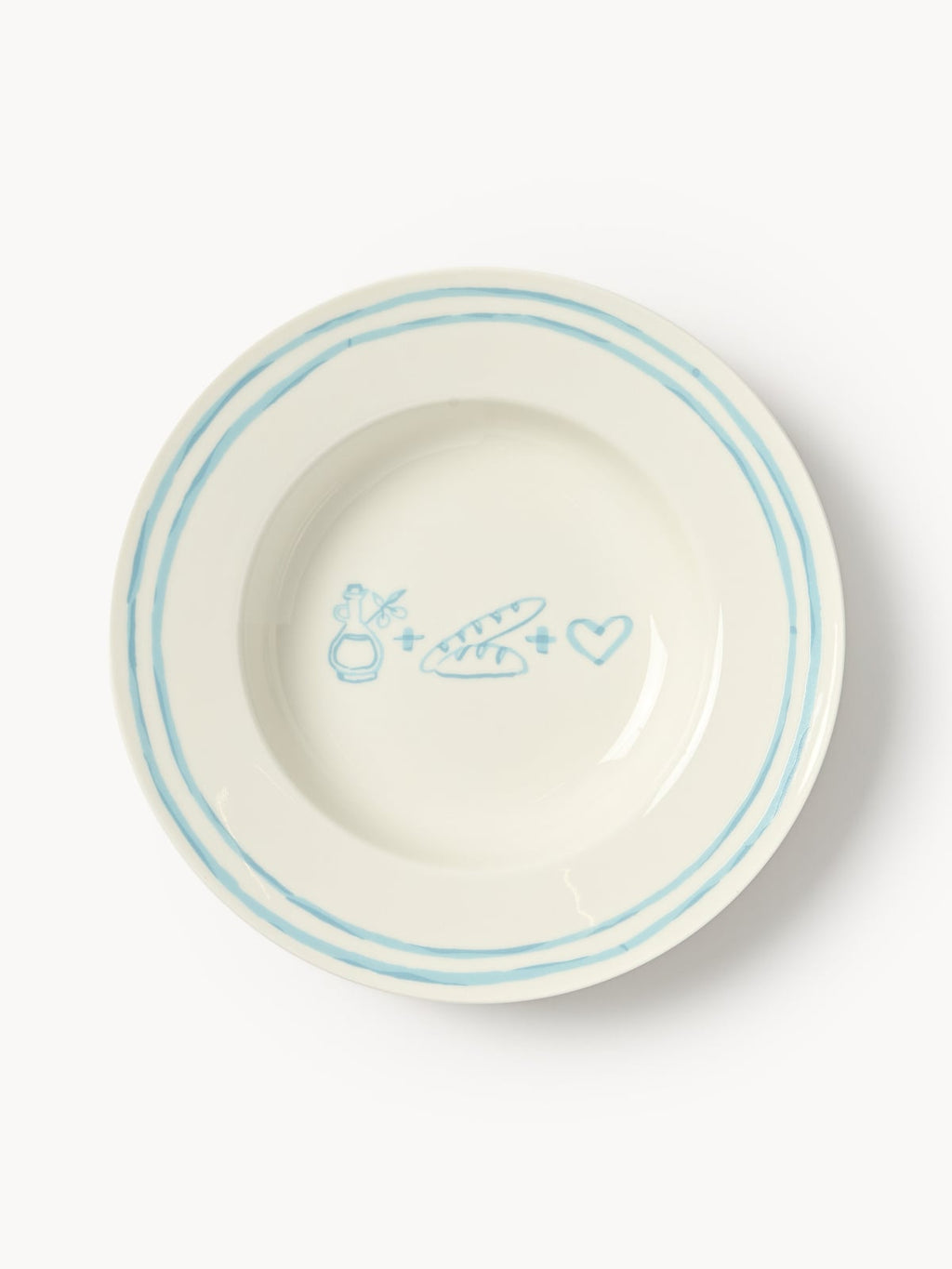 Hensall Porcelain Pasta Plates with Decorative Motif, Set of 4