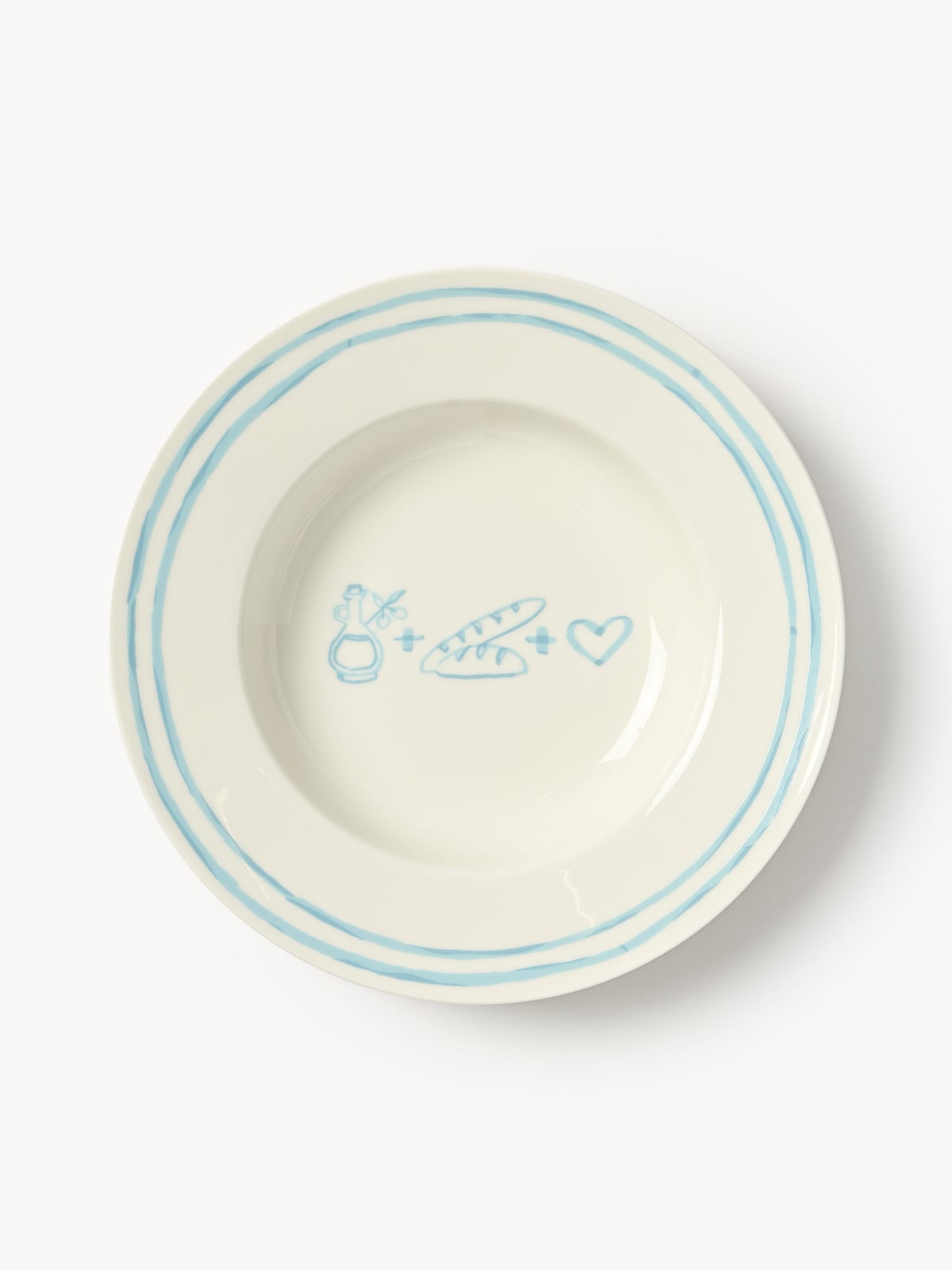 Hensall Porcelain Pasta Plates with Decorative Motif, Set of 4