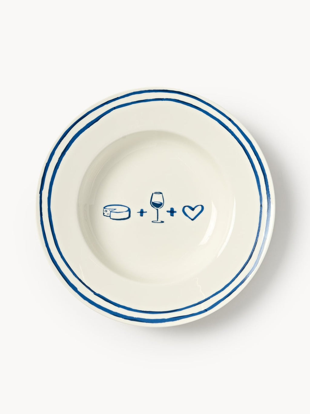Hensall Porcelain Pasta Plates with Decorative Motif, Set of 4
