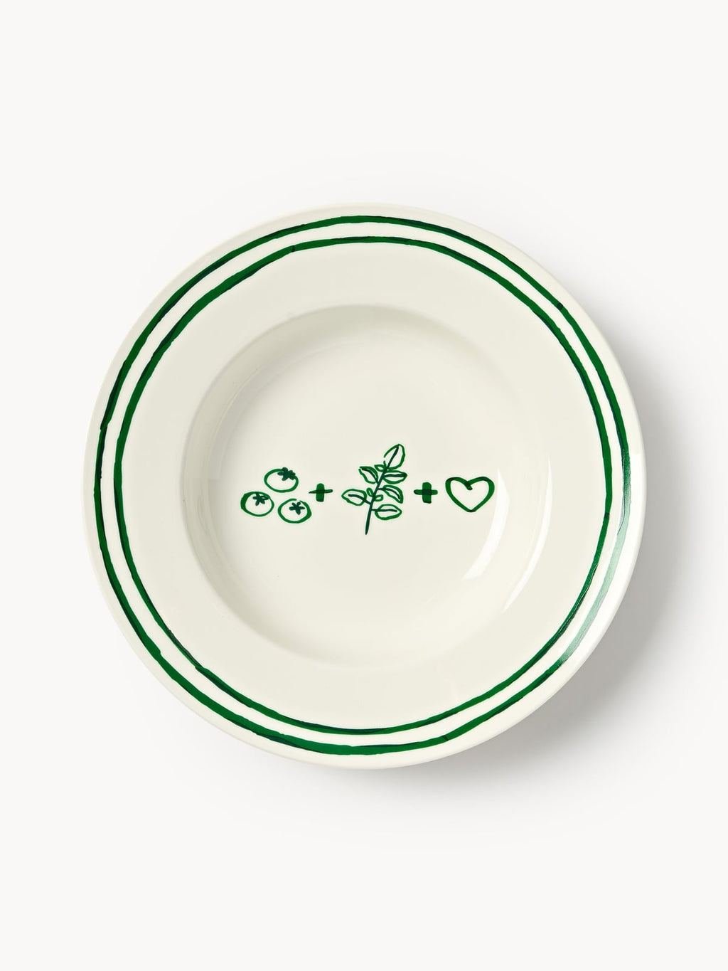 Hensall Porcelain Pasta Plates with Decorative Motif, Set of 4