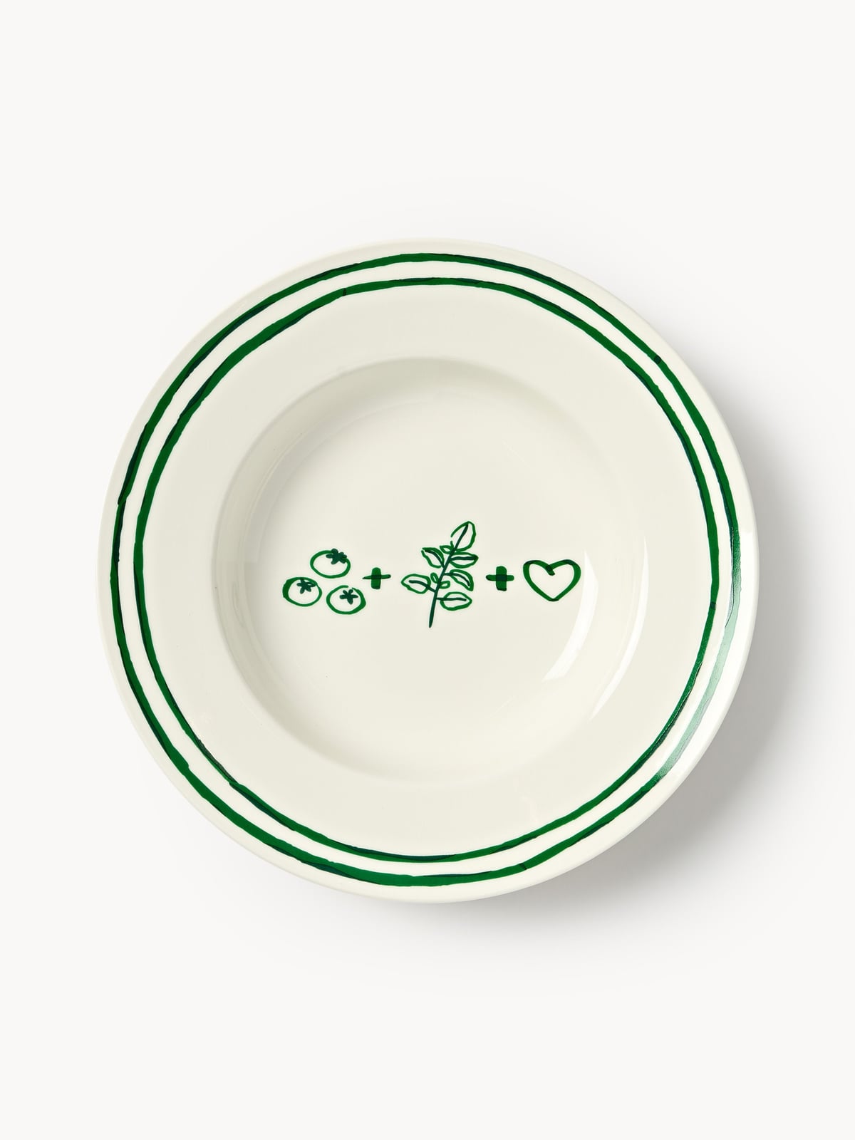 Hensall Porcelain Pasta Plates with Decorative Motif, Set of 4
