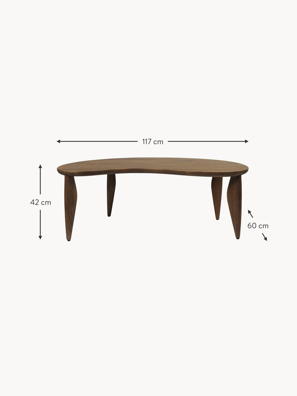 Hensall Walnut Wood Coffee Table in Organic Shape