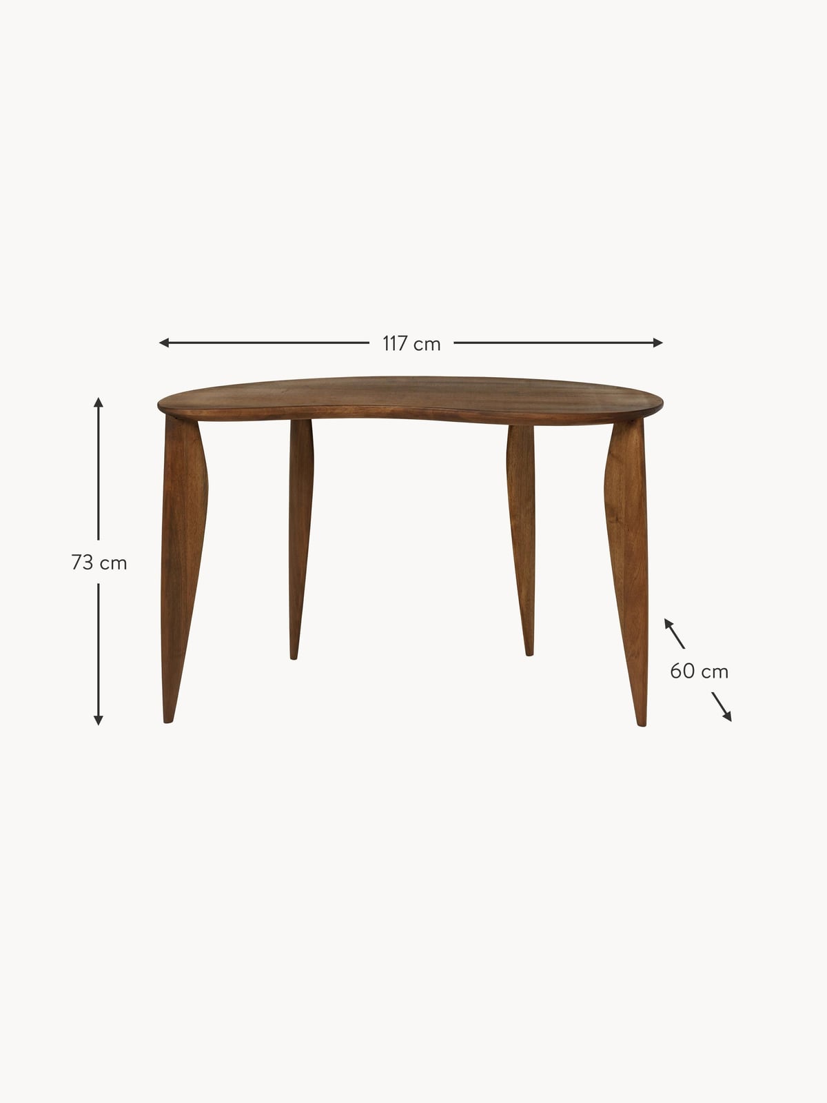 Hensall Walnut Wood Desk in Organic Shape