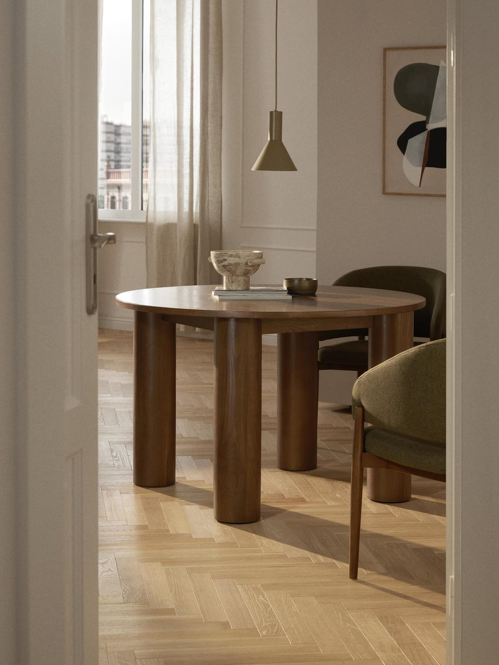 Holbeck Round Oak Wood Dining Table, Ø 120 cm