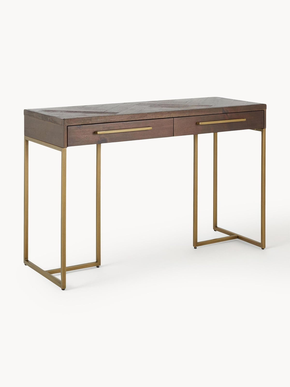 Hutton Herringbone Console Table with Acacia Wood Veneer
