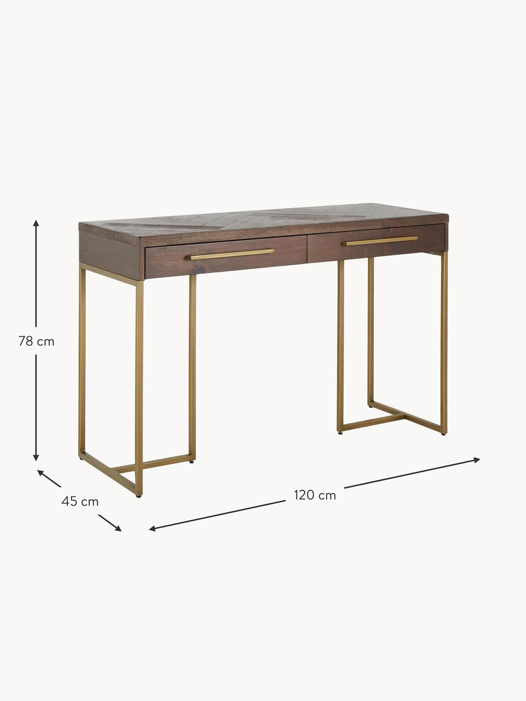Hutton Herringbone Console Table with Acacia Wood Veneer