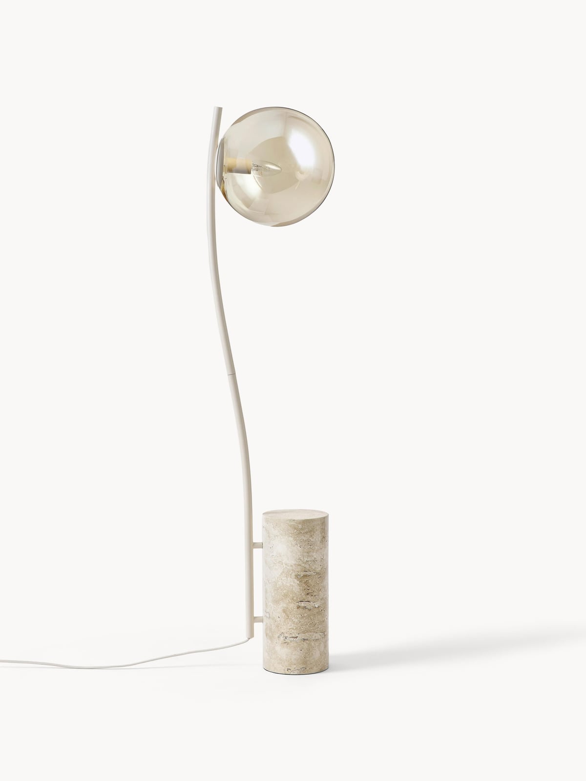 Ilkley Small Floor Lamp with Travertine Base