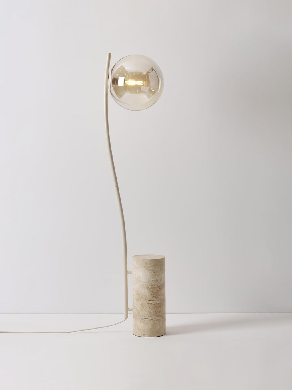 Ilkley Small Floor Lamp with Travertine Base