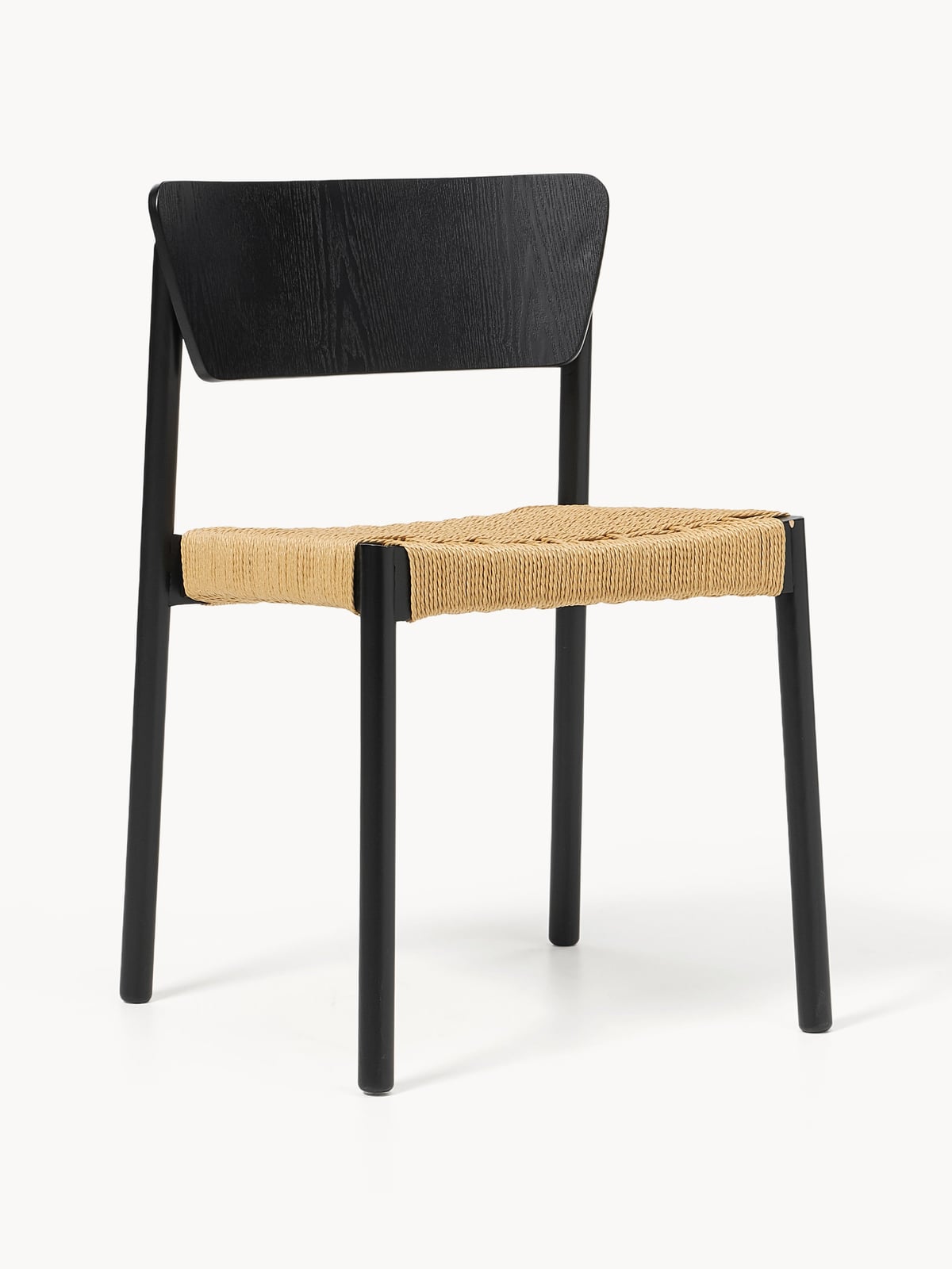 Ingram Wooden Dining Chairs with Rattan Seat, Set of 2