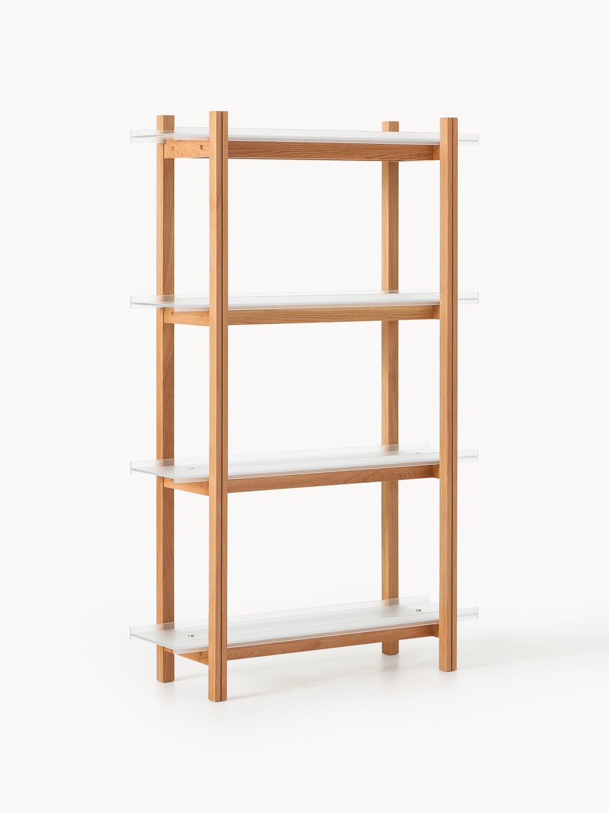 Inverleith Large Oak Shelving Unit with Glass Shelves