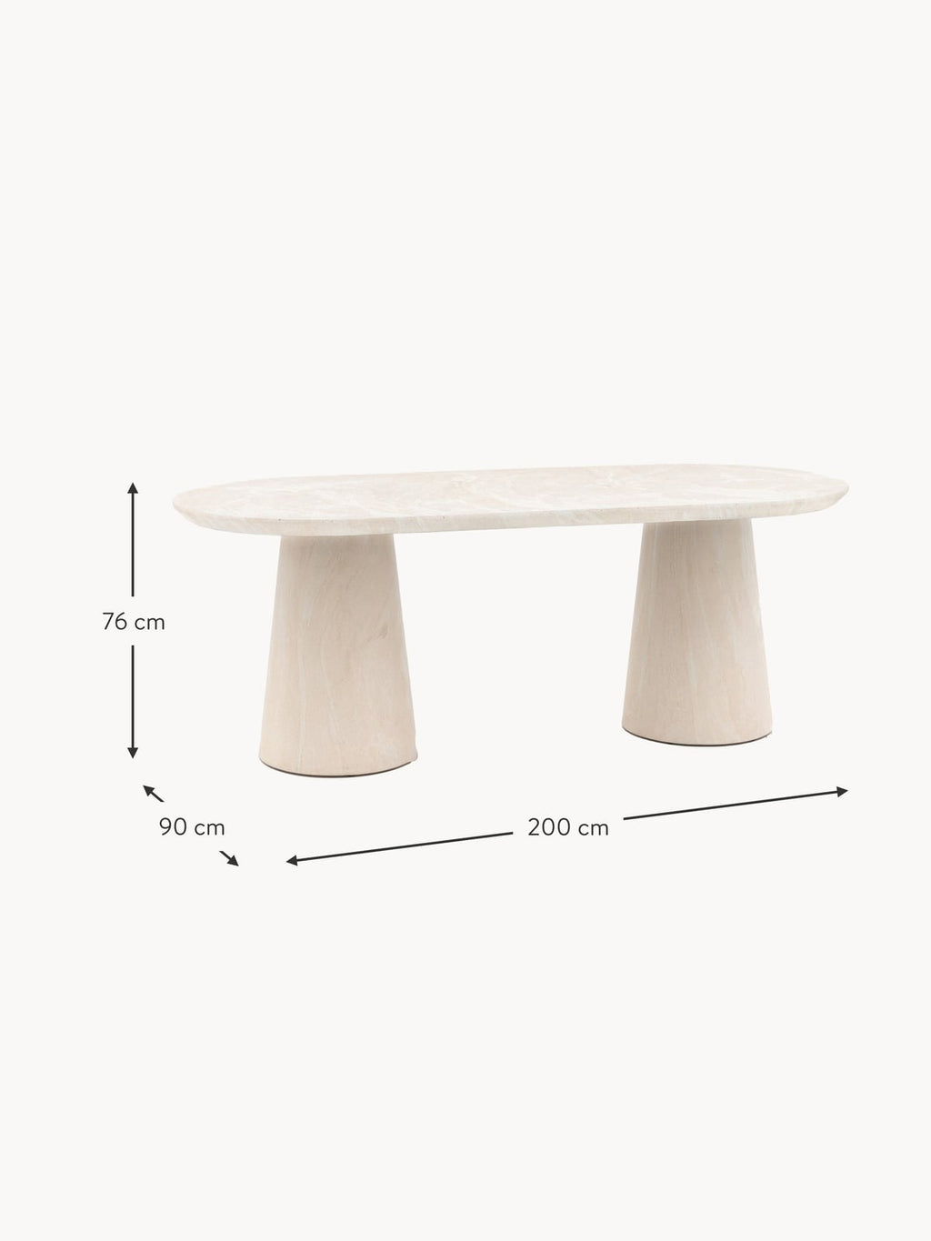 Irthing Oval Dinning Table, 200 x 90 cm