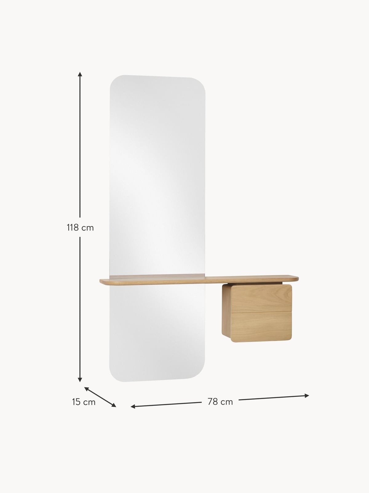 Irthing Wall Mirror One More with Wooden Shelf