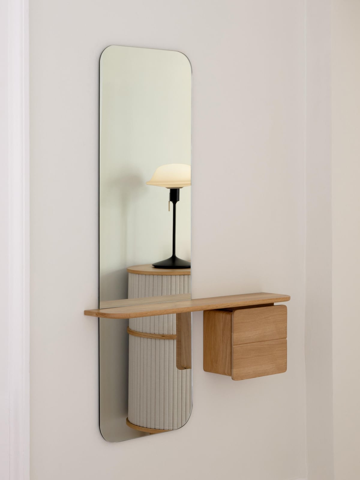 Irthing Wall Mirror One More with Wooden Shelf