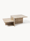 Isbourne Travertine Coffee Table with Two Table Tops