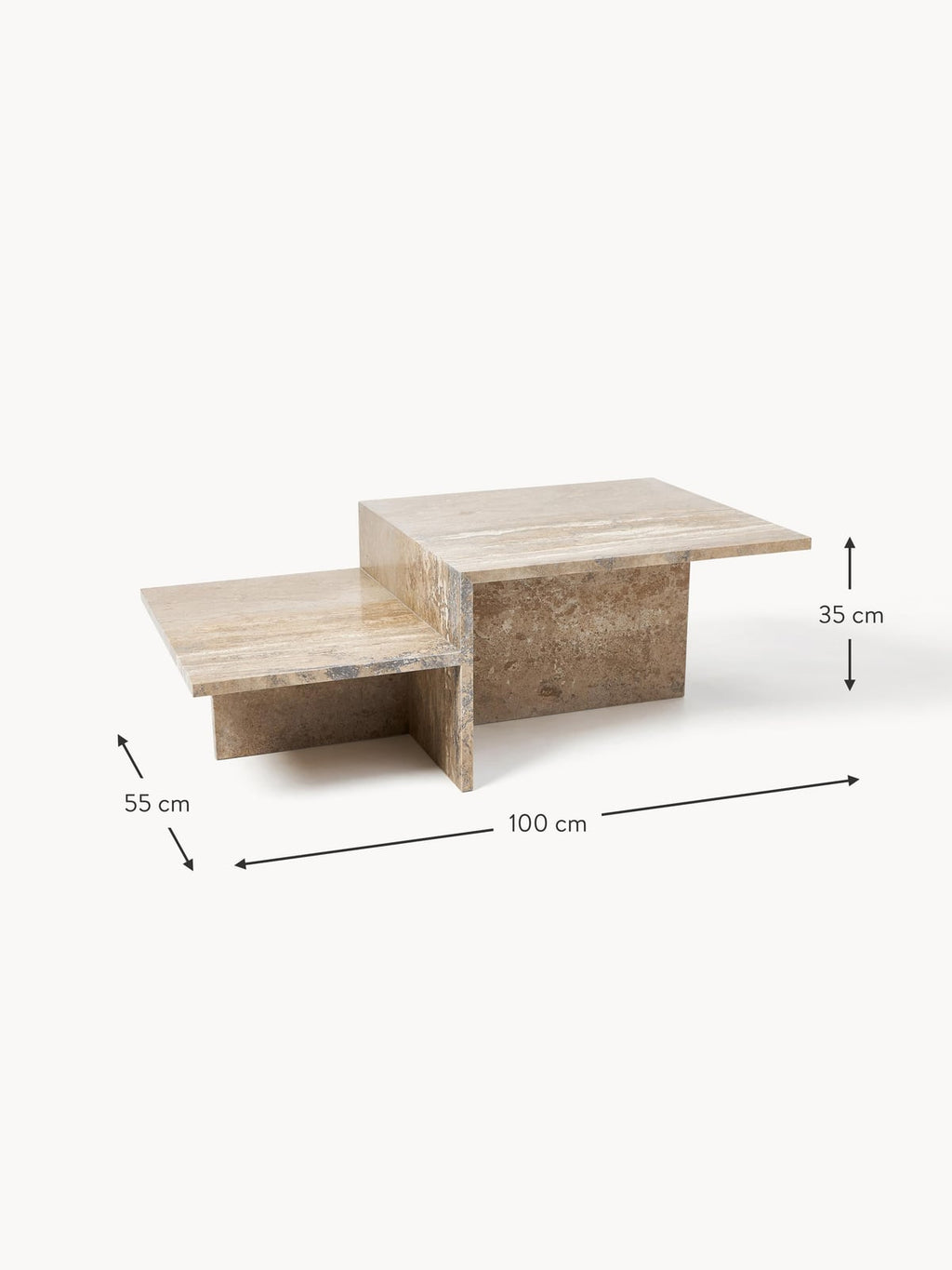 Isbourne Travertine Coffee Table with Two Table Tops