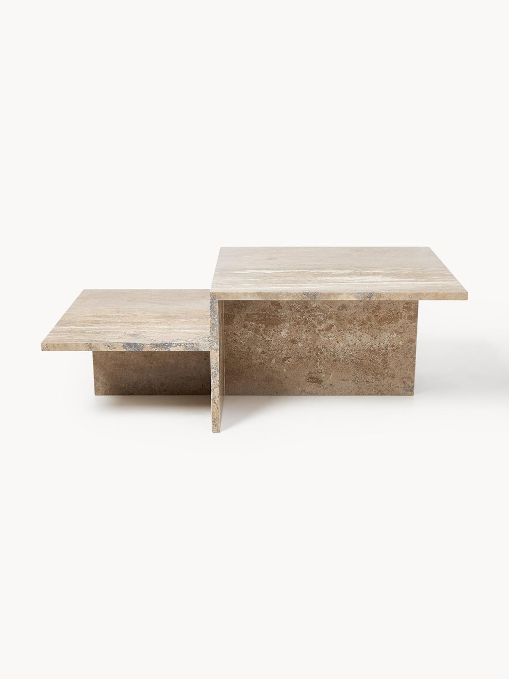 Isbourne Travertine Coffee Table with Two Table Tops