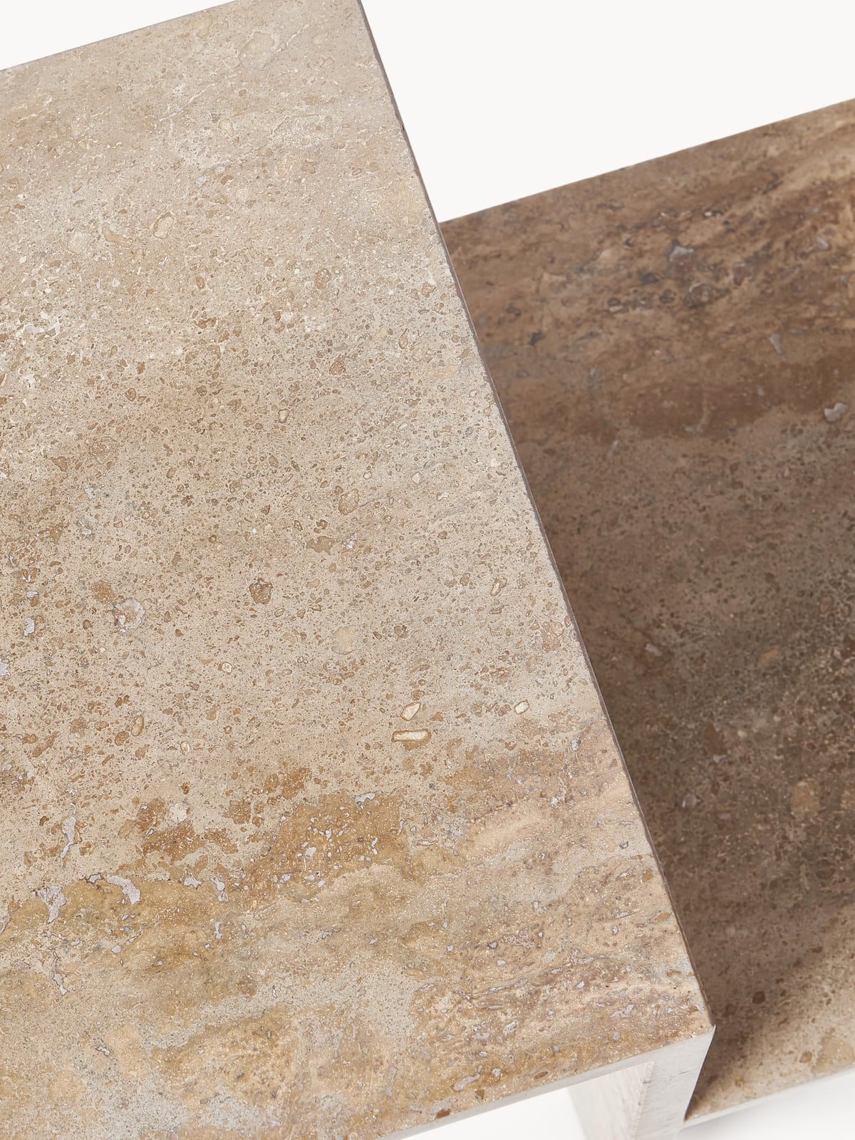 Isbourne Travertine Side Table with Two Table Tops
