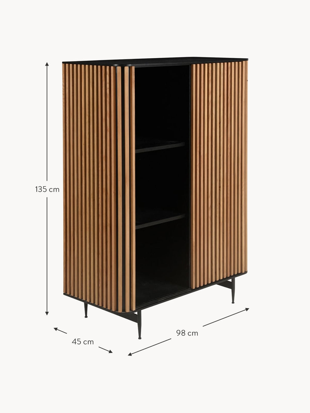 Jennings Highboard with Sliding Door and Ribbed Front