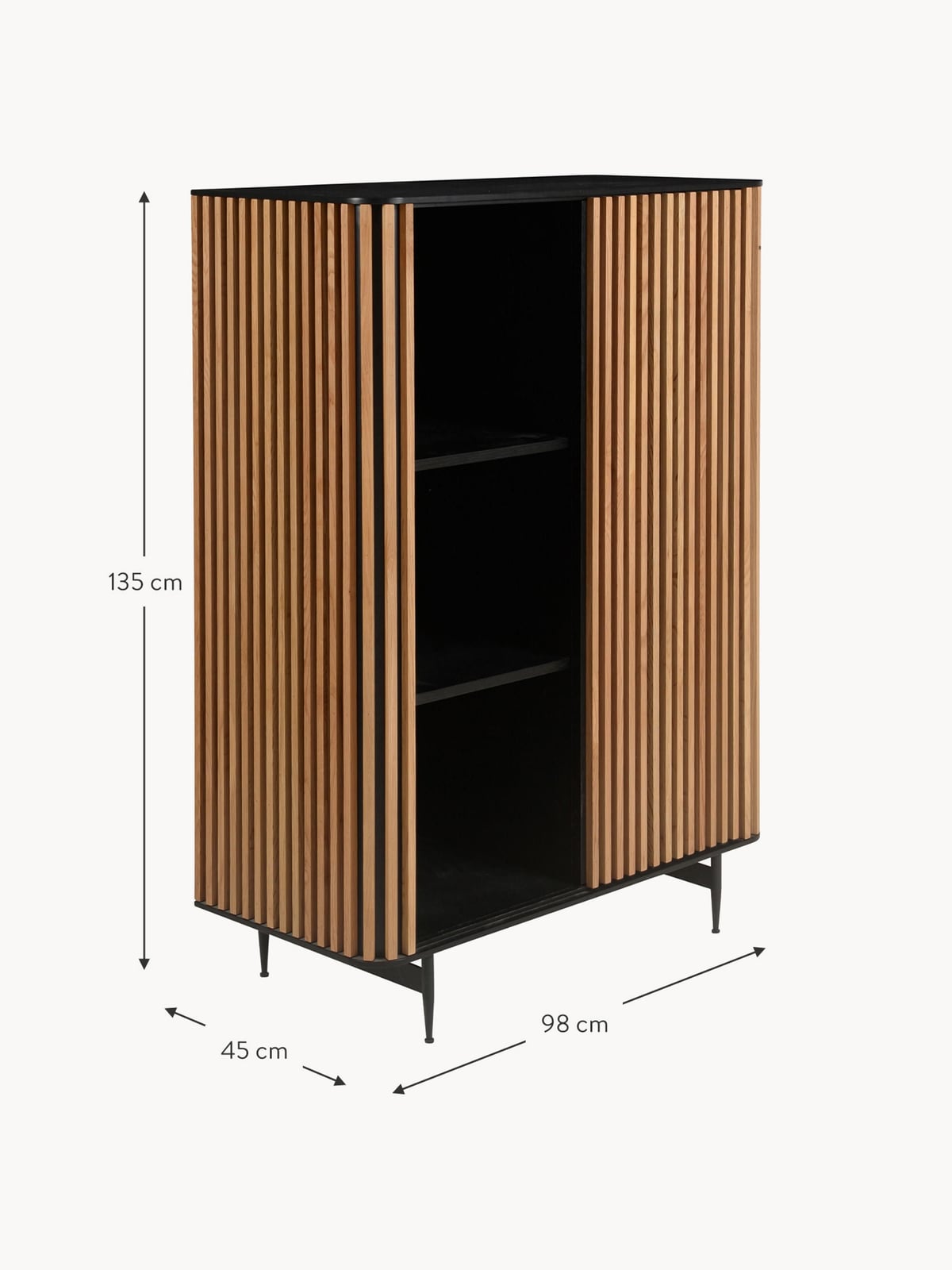 Jennings Highboard with Sliding Door and Ribbed Front