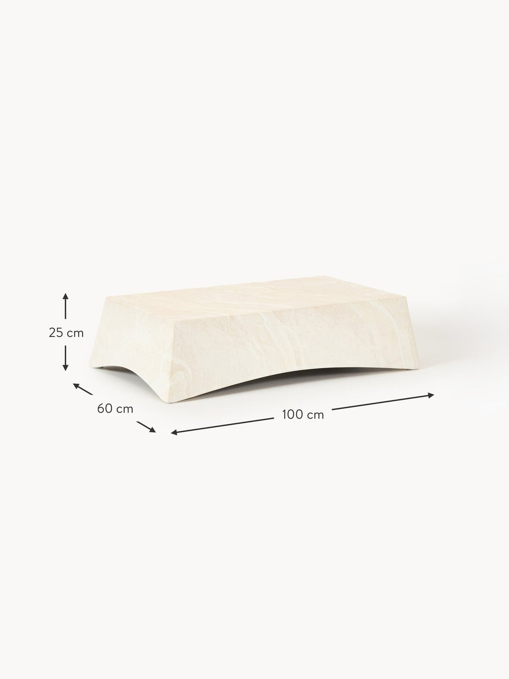 Jennings In- & Outdoor Coffee Table with Travertine Effect, W 100 cm