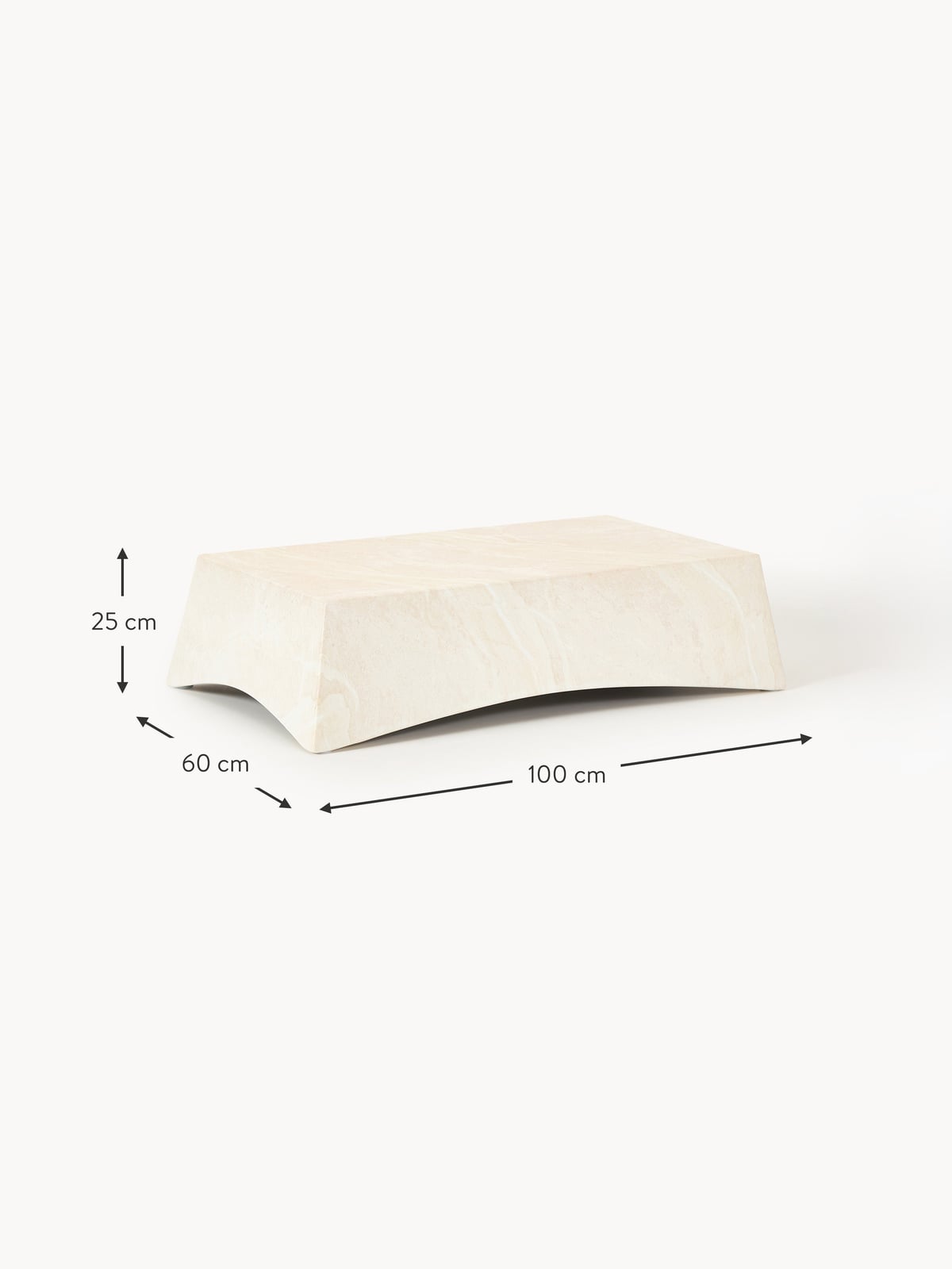 Jennings In- & Outdoor Coffee Table with Travertine Effect, W 100 cm