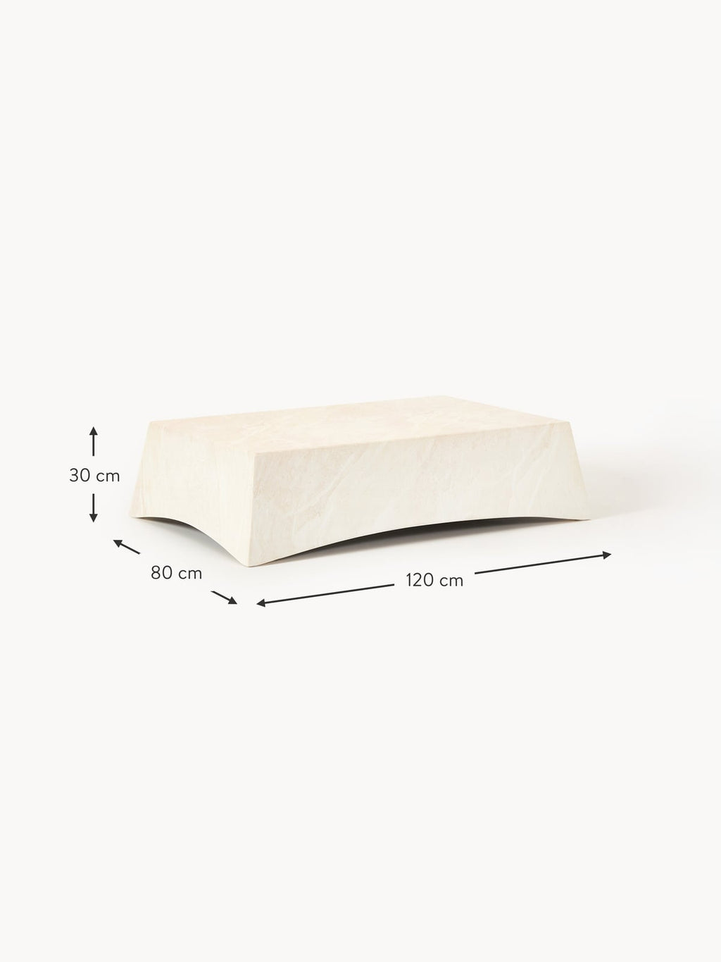 Jennings In- & Outdoor Coffee Table with Travertine Effect, W 120 cm
