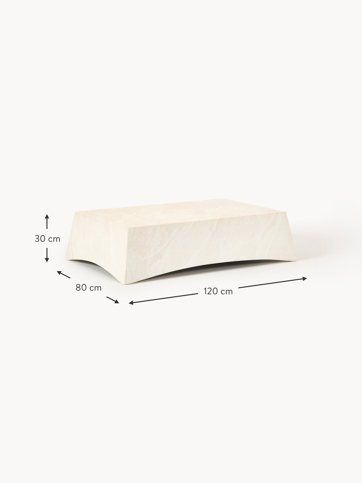 Jennings In- & Outdoor Coffee Table with Travertine Effect, W 120 cm
