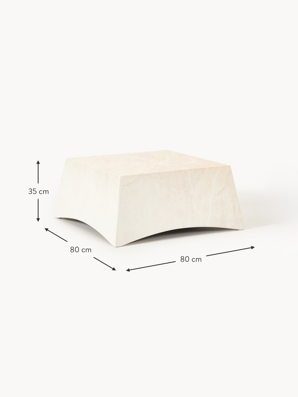 Jennings In- & Outdoor Coffee Table with Travertine Effect , W 80 cm