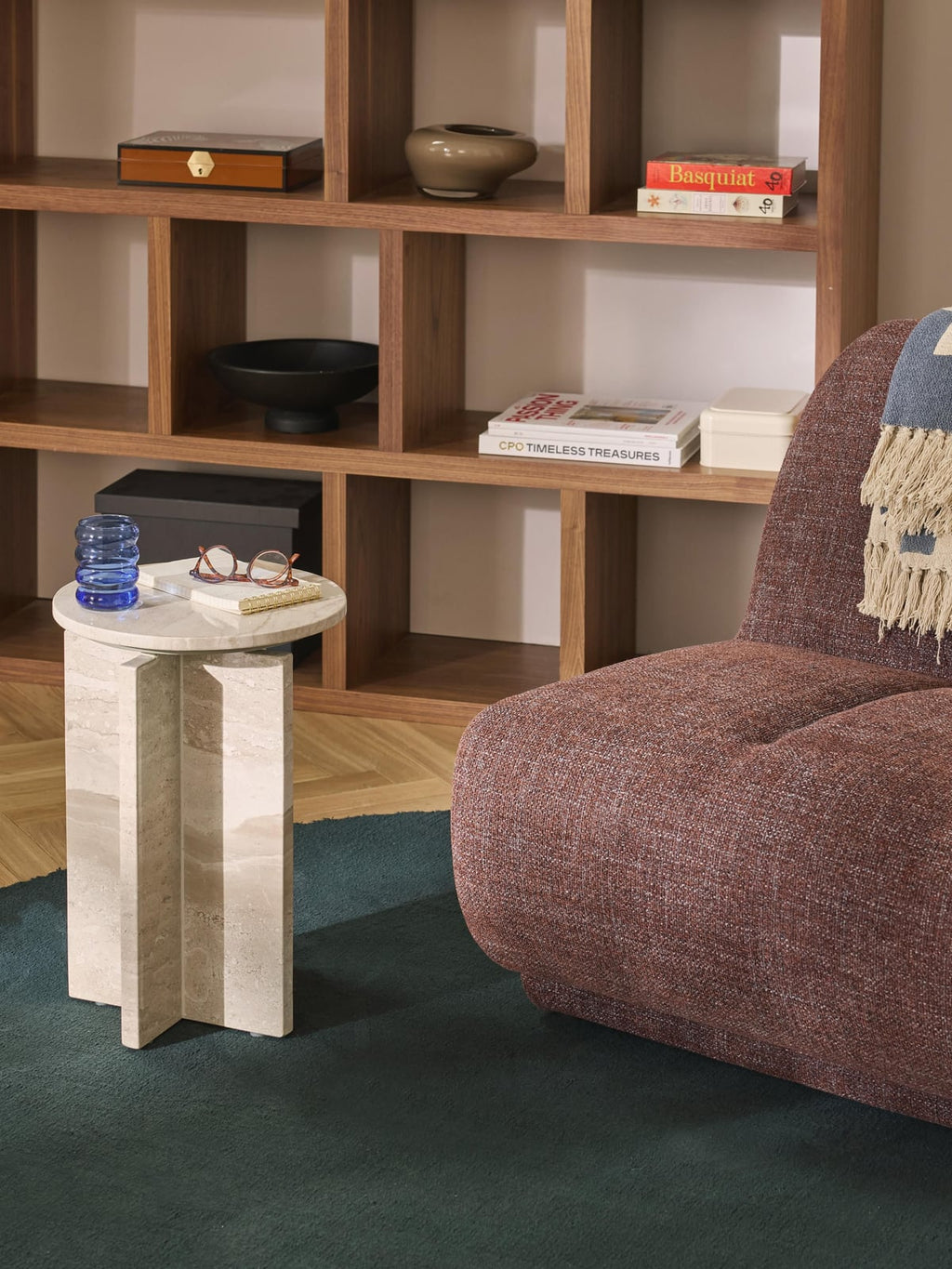 Jesmond Round Travertine Side Table