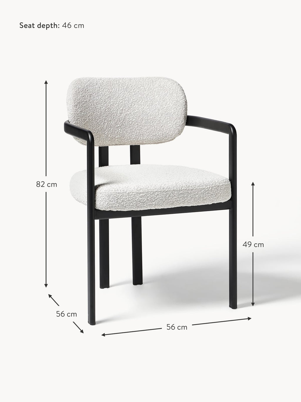 Keldon Upholstered Bouclé Dining Chair with Armrests