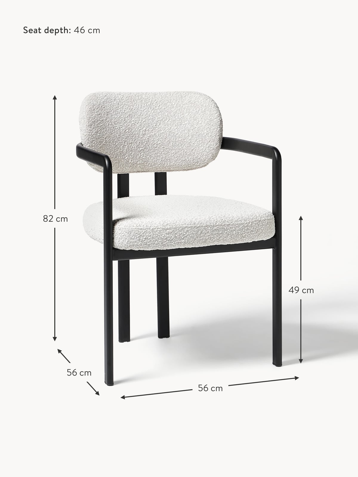 Keldon Upholstered Bouclé Dining Chair with Armrests