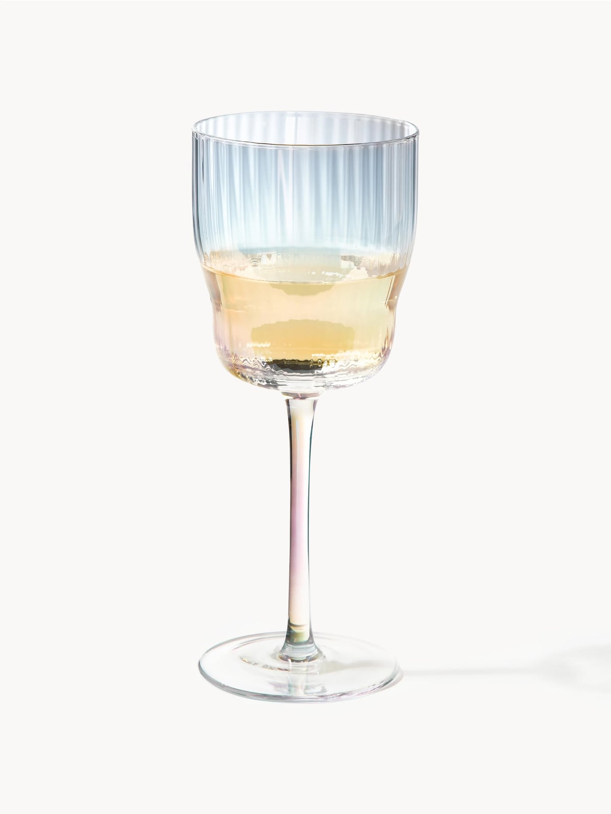 Kelso Mouth-Blown Wine Glasses with a Shimmering Mother of Pearl Finish, Set of 4