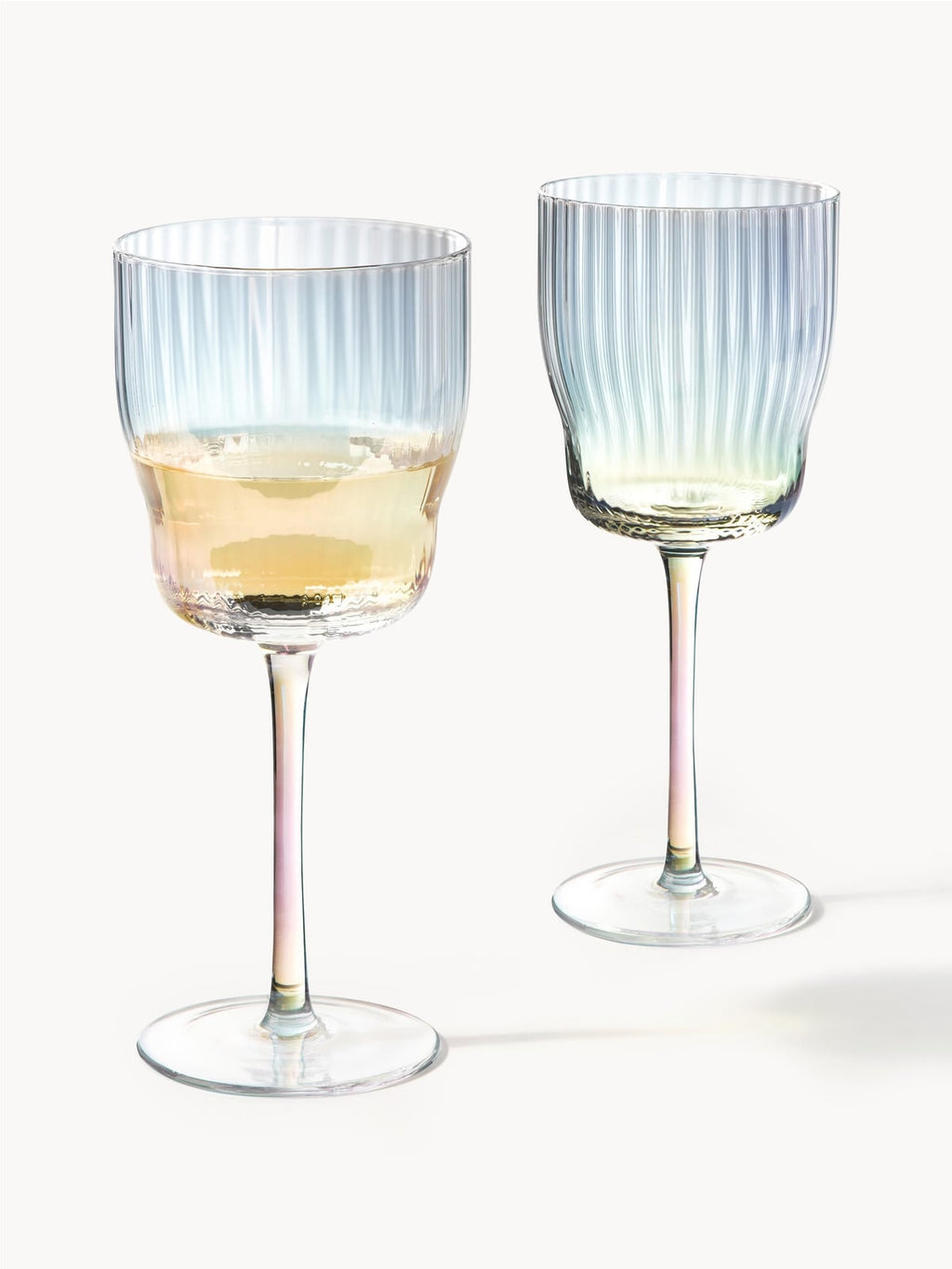 Kelso Mouth-Blown Wine Glasses with a Shimmering Mother of Pearl Finish, Set of 4