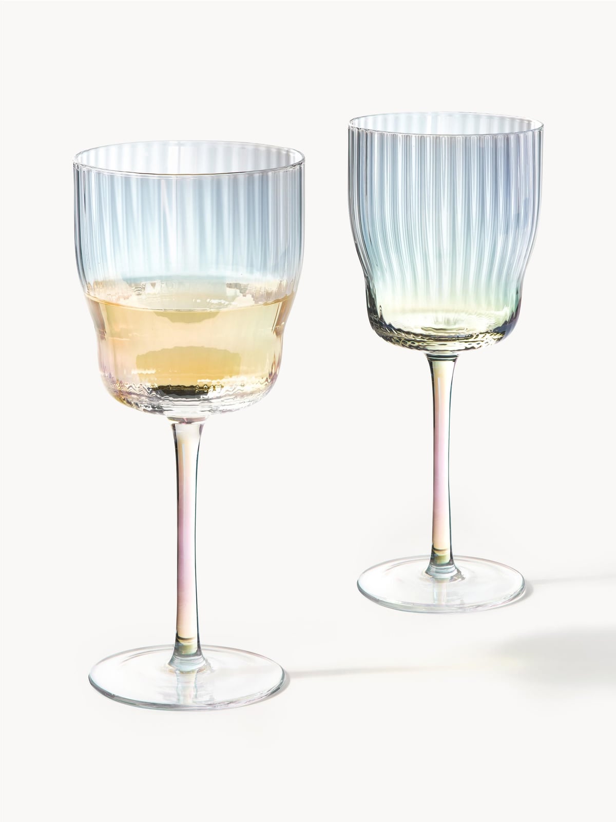 Kelso Mouth-Blown Wine Glasses with a Shimmering Mother of Pearl Finish, Set of 4