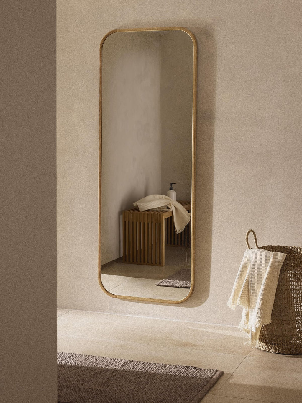 Kettleby Full-Length Wall Mirror with Oak Wood Frame
